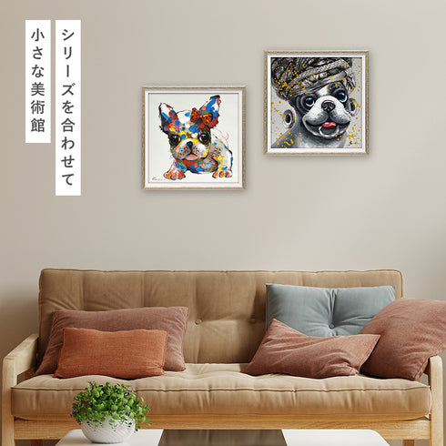 アート 絵画 壁掛け 油絵 33X33cm オイルペイント エスニックドッグ.|s4